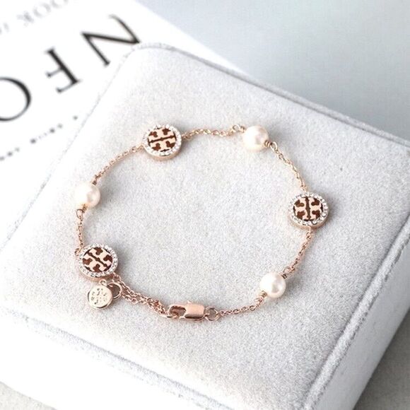 Tory Burch Jewelry - NWOT Tory Burch Rose Gold Pearl 7 1/2 in. Bracelet